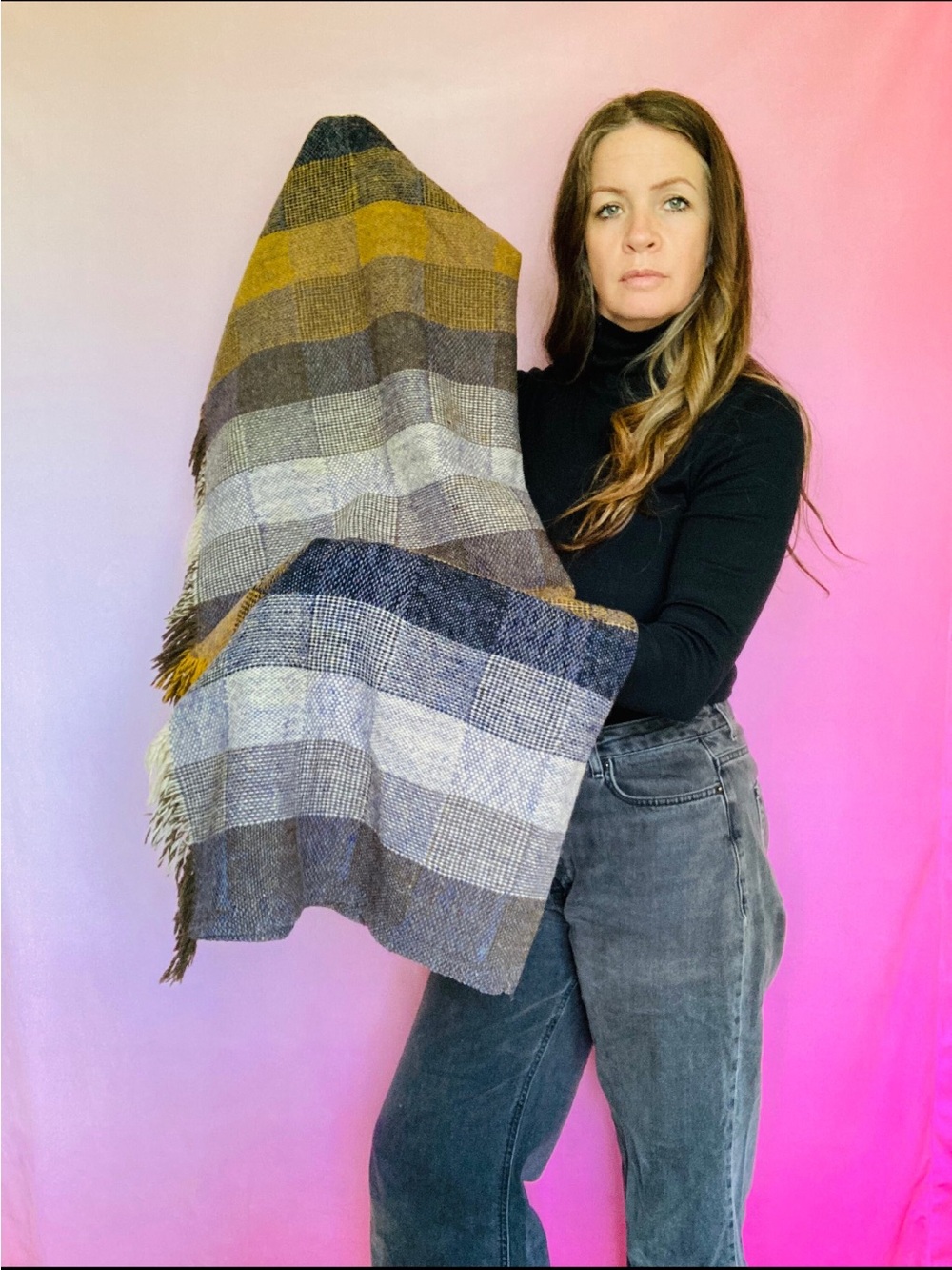 Vintage Avoca Handweaver of Ireland wool wrap, shawl, tapestry, throw 36”x56”